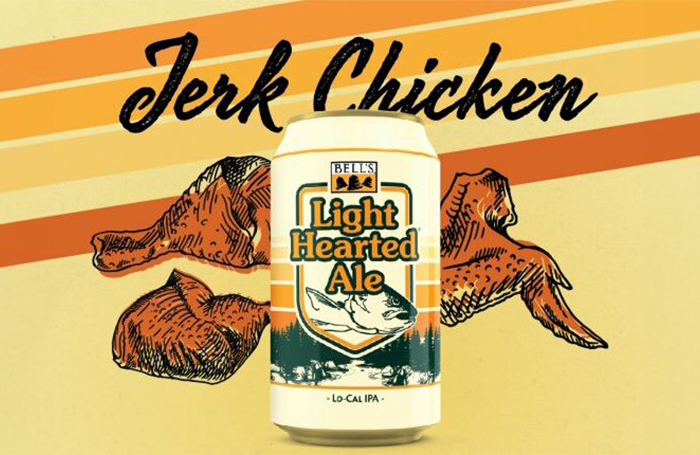 Recipe illustration for Jerk Chicken, featuring Light Hearted Ale