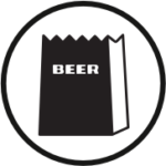 An icon of a delivery bag with the word, BEER, written on it.