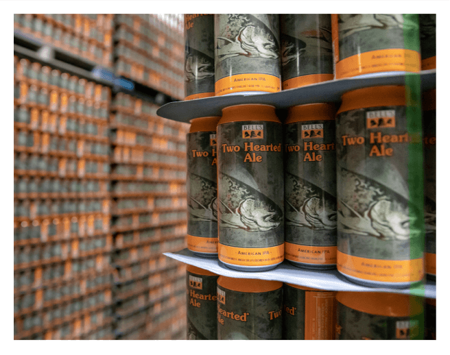 Cans of two hearted in the warehouse