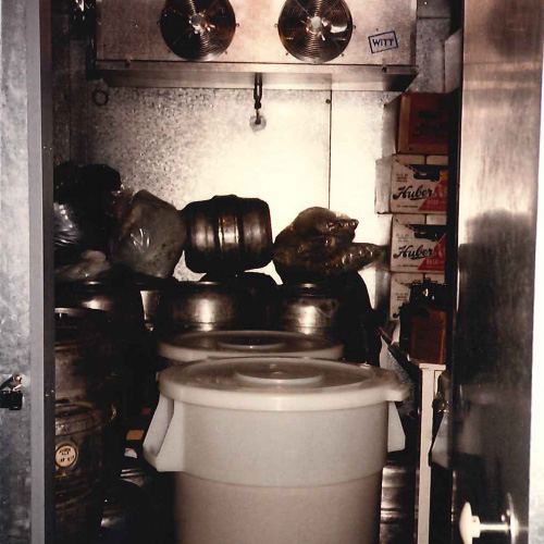 a photo of a vintage brewery back room from beer history