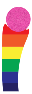 A rainbow colored tap handle
