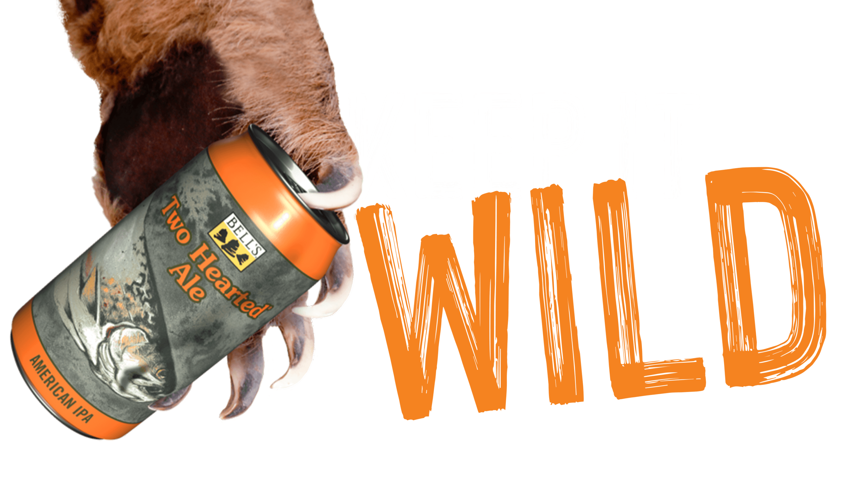 A bear paw grabbing a can of two hearted with the text Keep it Wild
