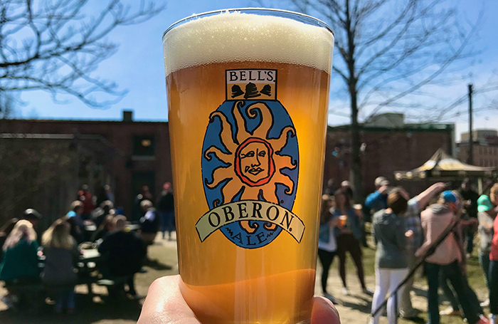 A pint of Oberon outside in the beer garden at the Eccentric Café