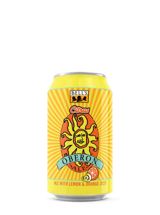 a vividly yellow can with an image of the sun with a face on it labeled citris oberon