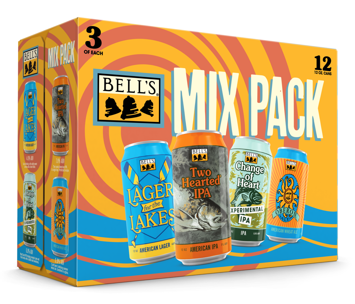 A pink and blue box with flamingos, with the text Fighter Flight across it with four beers