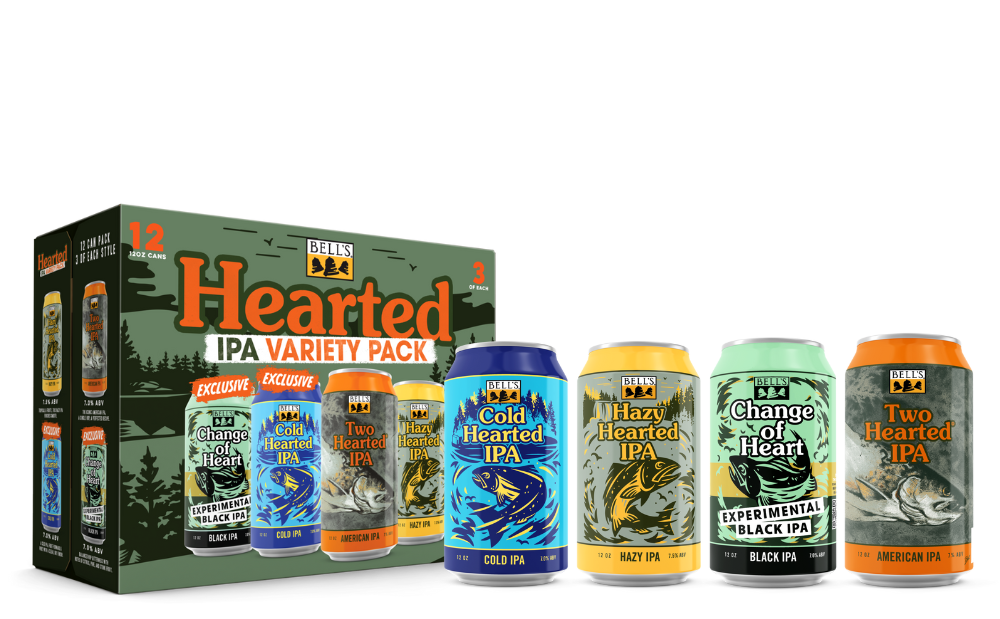 A package of the hearted IPA variety pack, including cold hearted, hazy hearted, change of heart, and two hearted