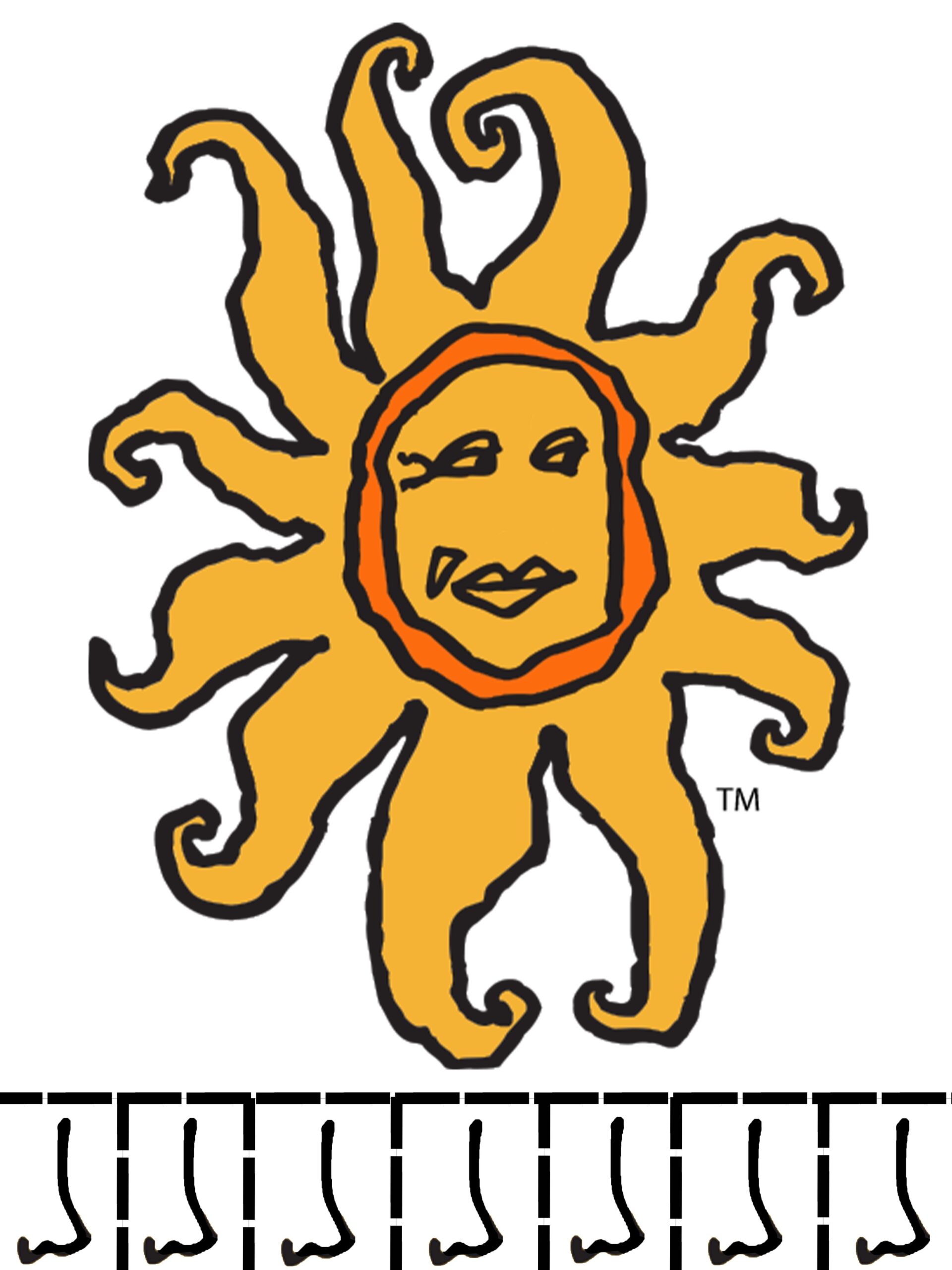 An Oberon sun graphic without the nose, with smaller nose cutouts below it