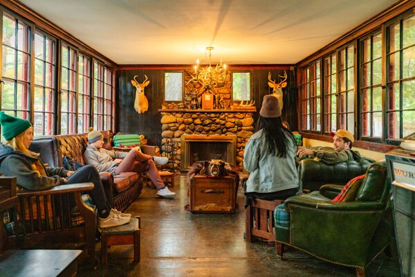 People sitting in a lodge