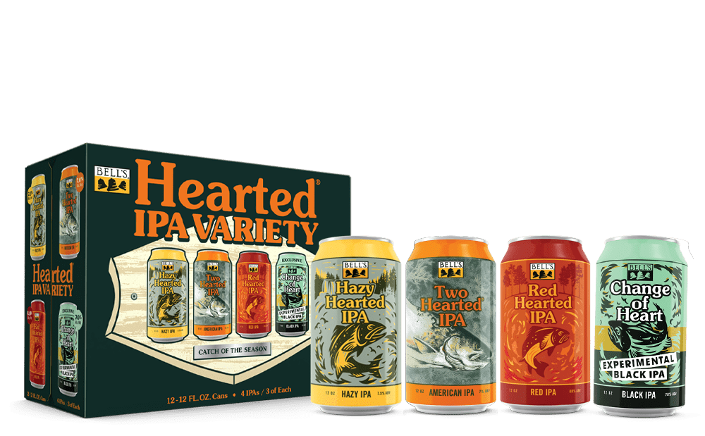Bell's Hearted Variety Pack box with one of each can in front.
