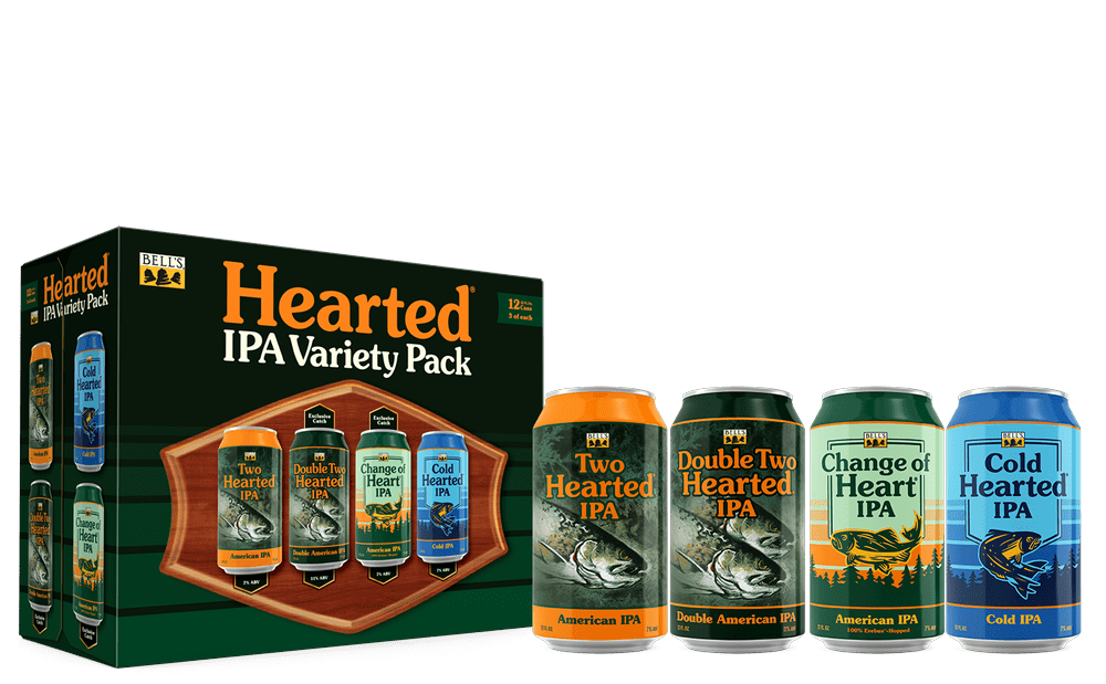 Bell’s Hearted IPA Variety Pack case with Two Hearted, Double Two Hearted, Change of Heart and Cold Hearted